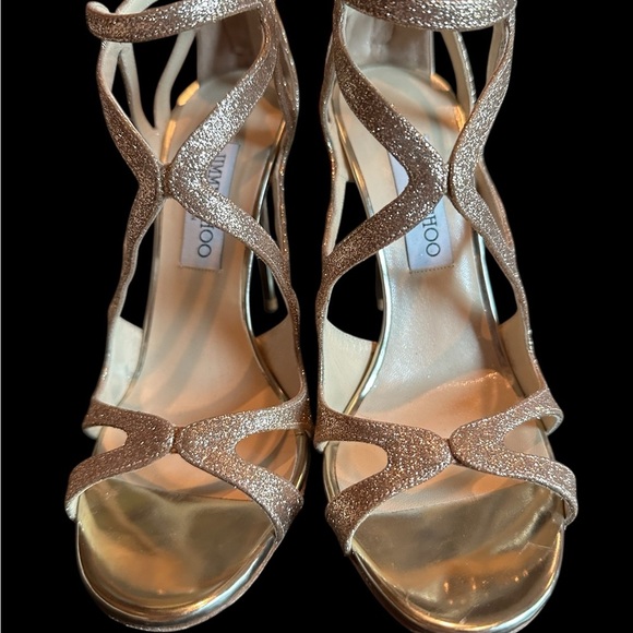 Jimmy Choo Gold Crystal Embellished Heels - Picture 2 of 6